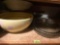 Plastic dishes and glass pie pans and more