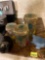 cutting board, jars, turtle decor and recipe holder