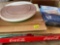 Pampered chef dish, jumbo box storage bags, farm tarpaulin