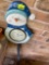 Outdoor snowman temperature gauge on back porch