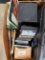 Box with brief case, DVD's scissors and more