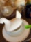 chicken decor and glass plates