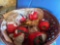 Outdoor padded seat, tablecloth, Santa wood decor