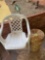 Chair, yard decor, covered basket