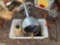 basket watering can and metal decor