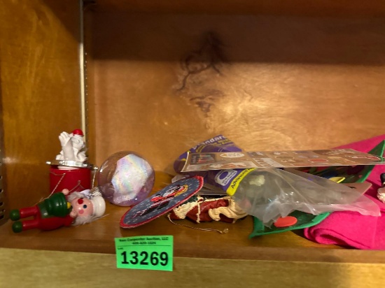 glue stick, envelopes and christmas ornaments