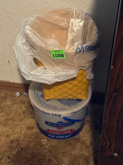 trash can and bucket