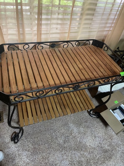 Teak and wrought iron table