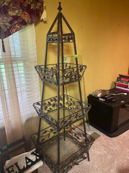 3 tiered metal and glass shelf