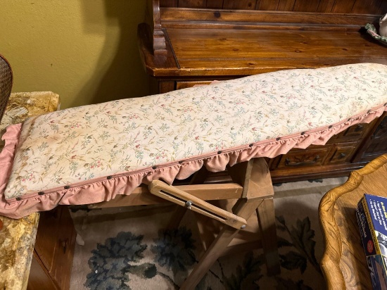 Ruby, chair, ironing board and step stool