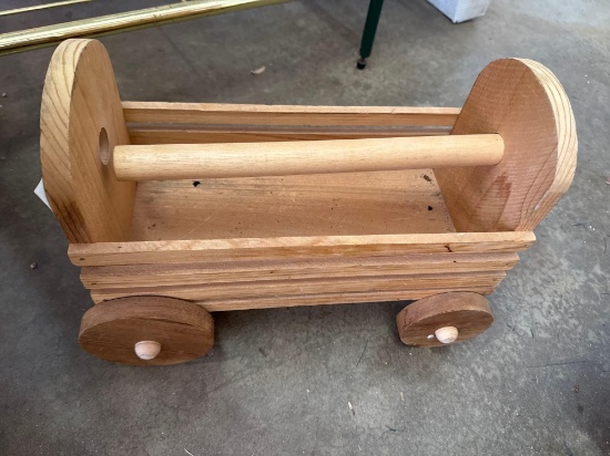 Fish serving tray, wood wagon, cow, duck, and pig home decor