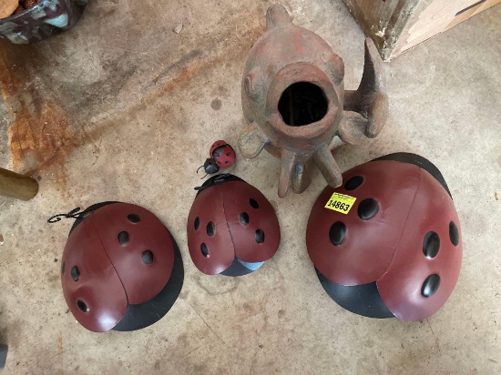 Lady bug and coy fish decor