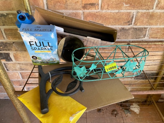 Items on shelf on back porch