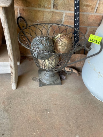 Metal decor on back porch