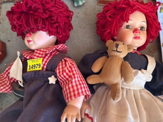 Raggedy Ann and Andy porcelain dolls