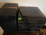 Panasonic stereo with speakers and power strips