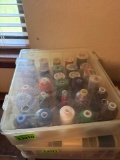 Embroidery thread and sewing thread in container