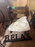 Wooden toddler size seat with relax decor sign