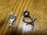 Bird pin and owl pin
