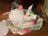 Fitz and Floyd French market pig tureen with underplate