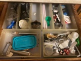 Drawer of kitchen items and organizers