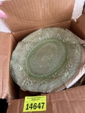 Box of green glass dessert plates