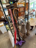 walking canes, umbrella and holder