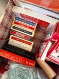 poker box with blanket, binding smell, good ruled index cards, and Christmas cards