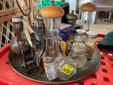 Salt and pepper shakers, glass jar, and more
