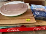 Pampered chef dish, jumbo box storage bags, farm tarpaulin