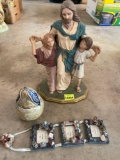 Jesus with children statue, pear decor, hanging picture decor and more
