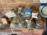 Jars and canning items on back porch