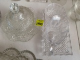 Covered butter dish, auger and creamer with tray