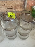 12 silvertone rim small glasses
