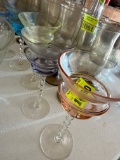 7 wine colored wine glasses with twisted stems