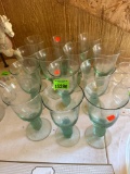 13 Green tinted wine glasses