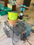 outdoor cart and flower pot