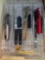 spatula, can opener, brush peeler, knives and wire basket