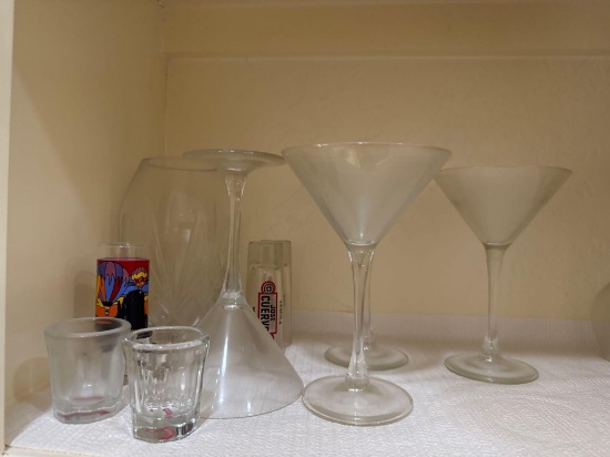 Wine glasses and shot glasses