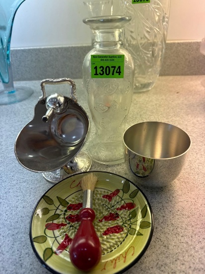 Small plate, brush, bottle holder, vase and more