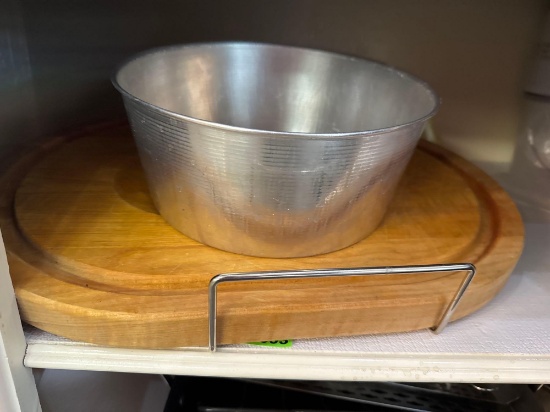 Wood, serving tray, blender, ice cream bowls,