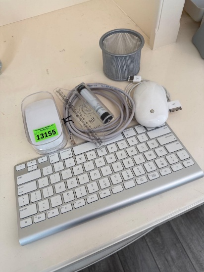 pin holder two apple mouse, cord and Apple keypad