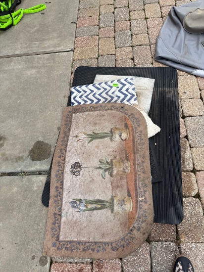 Grill cover and outdoor rugs