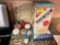 Salt and pepper shakers and tin container