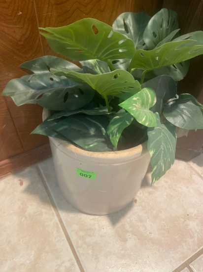 ceramic flower pot; fake plant