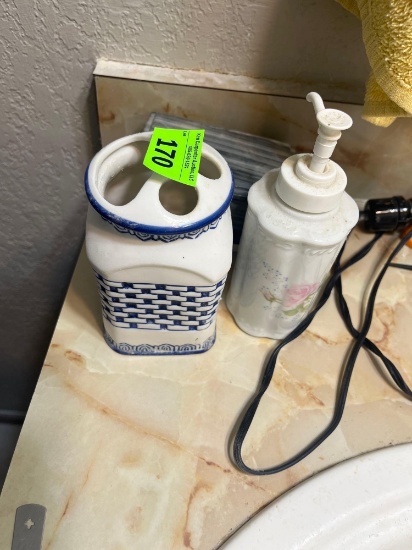 Toothbrush holder and hand soap container