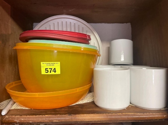 Coffee mugs and Tupperware