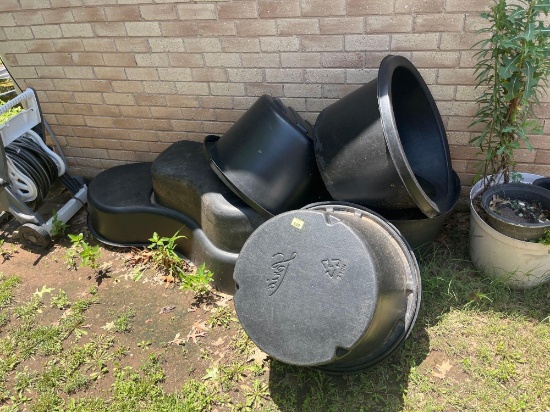 Flower pots and fish pond