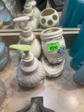 Bathroom toothbrush holder, hand soap container and more