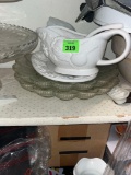 Serving trays and creamer bowl